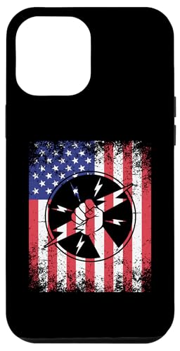 Carcasa para iPhone 12 Pro Max Electrician Dad USA Flag Patriotic 4 of July