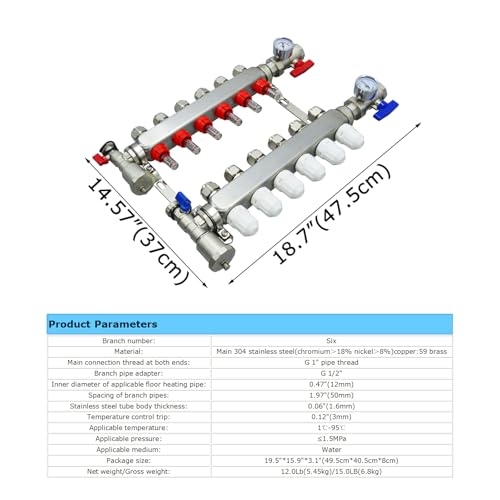 Colector PEX de fontanería de 6 ramas para solucionar problemas de calefacción 4