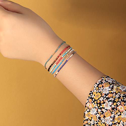 Image of KELITCH Miyuki Friendship Bracelet Boho Seed Beads Women Thin Strand Bracelets Adjustable
