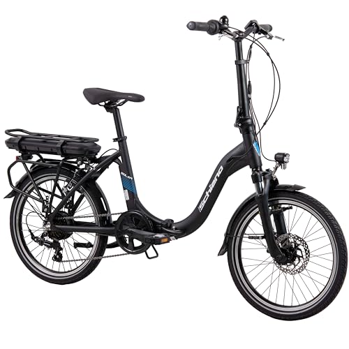 F.lli Schiano Solar, Bicicleta Electrica Plegable, 20', Batería 36V 14.5Ah Extraíble, Motor 250W 40Nm, Bici Electrica Urbana, Unisex Adulto, Negro