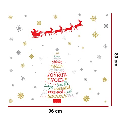 Wallflexi Christmas Decorations Wall Stickers "Santa's Sleigh & French Quotes Christmas Tree" Wall Murals Decals living Room Children Nursery School Restaurant Cafe Hotel Home Office Décor - Image 3
