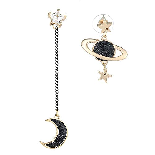 Preisvergleich Produktbild Fliyeong Premium Asymmetrische Sterne Mond Cosmic Anhänger Ohrringe Weibliche Persönlichkeit Einfache Wilde Ohrring Zubehör