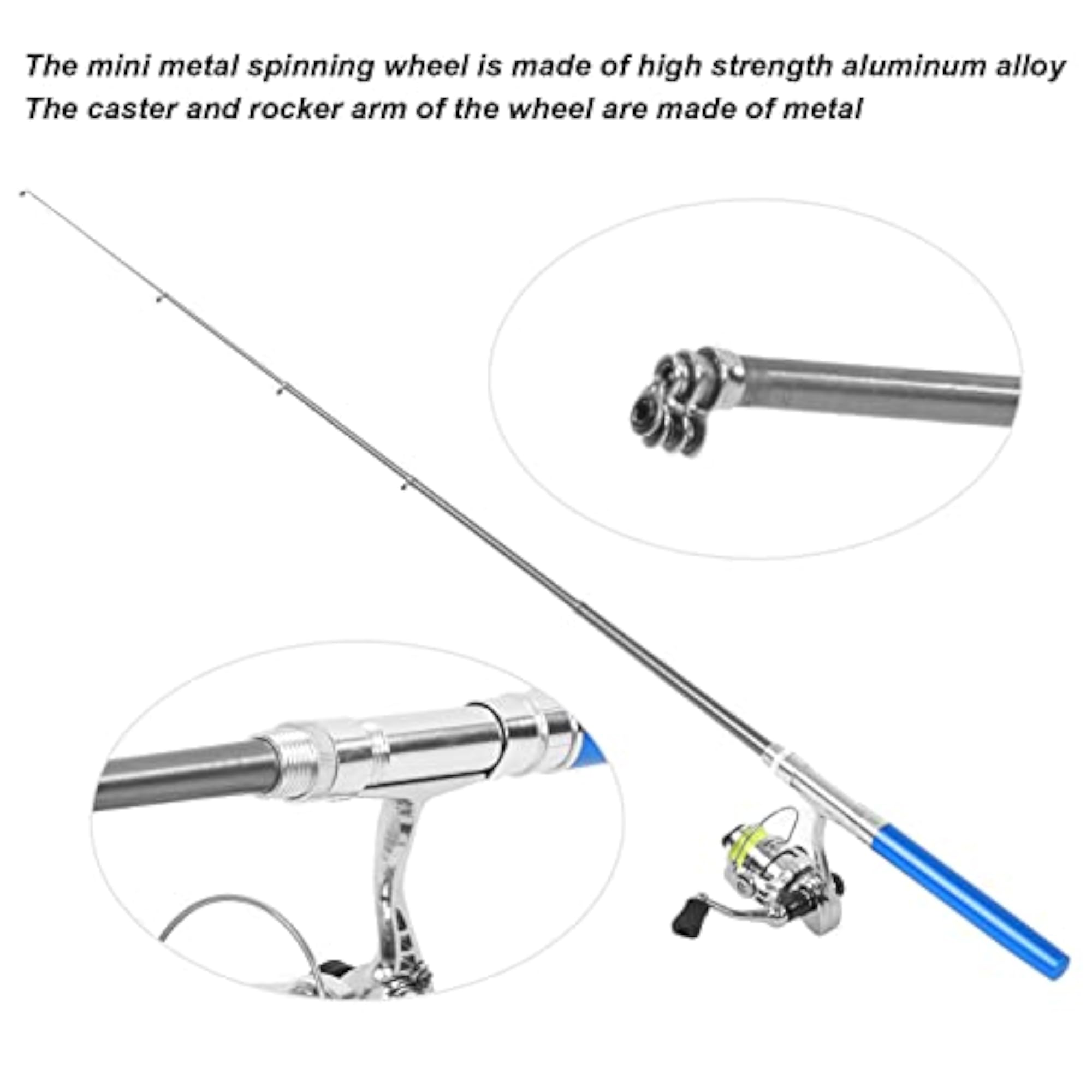 Pocket Fishing Pole with Reel Wheel, Mini Design