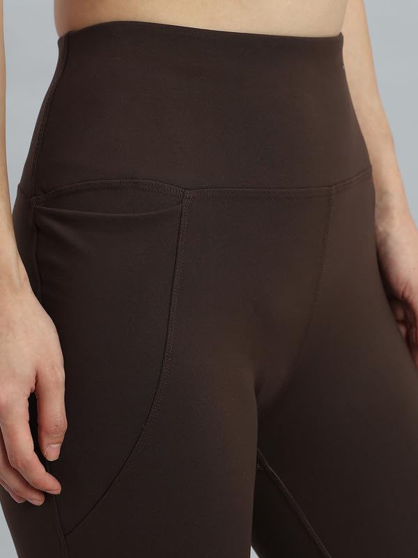 Image of GO COLORS Solid Nylon Stretch Ankle Length Training Tights | High Rise, Side Pockets