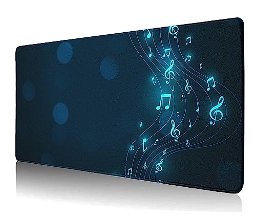 Large Mouse Pad Gaming Desk Mat Extended Mouse pad Non-Slip Base Stitched Edges Keyboard Pad, for Laptop, Computer, Office, Desk mat, mouse pads,Mouse and PC-31.5 x 15.7 inches (Music)