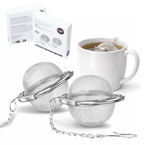 2 Stück Teesieb 4,5 cm Teeei mit Kette 304 Edelstahl Teefilter für losen Tee | feinmaschiger...