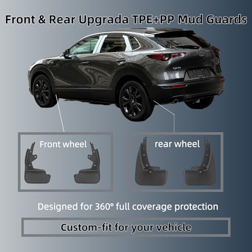 Image of No Drill Mud Flaps Splash Guards Compatible with 2020-2026 Mazda CX-30, OEM Style Textured Black Custom Fit All Weather Exterior Accessories(4PCS)