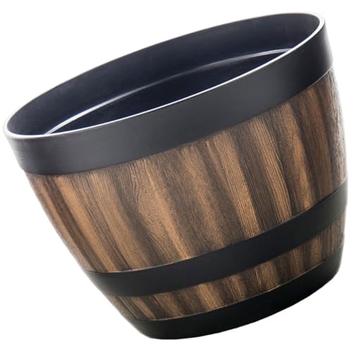 Beavorty Maceta de Plástico Imitación de Barril de Madera Retro, Macetero sin Orificio para Cultivo Hidropónico, Jardinera de 30 Cm sin Plato Adecuado para Plantas Suculentas y Decoración