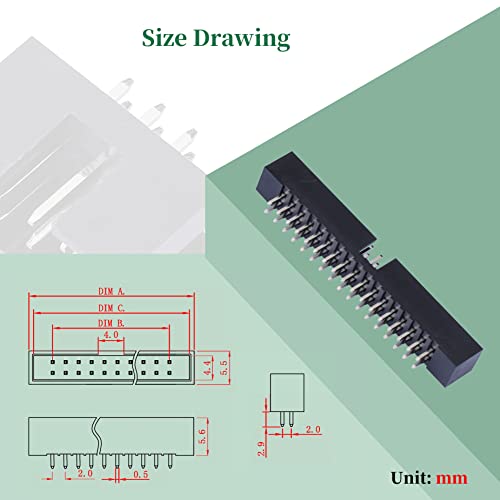Pzsmocn 20 Pieces IDC 2 * 17 Double Row 2.0 mm Pitch JTAG ISP 34-Pin Straight Pin in-line Box Header Connector Adapter Cable Male Socket Terminal for PCB Electronic Equipment Projects - Image 4