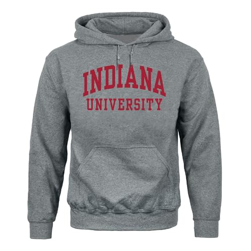 Barnesmith Indiana University IU Hoosiers Adult Unisex Hooded Sweatshirt Classic Charcoal Grey Medium