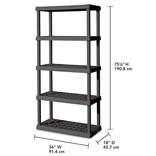 Sterilite 01553V01 5 Shelf Unit, Flat Gray Shelves & Legs, 1-Pack #TOP1
