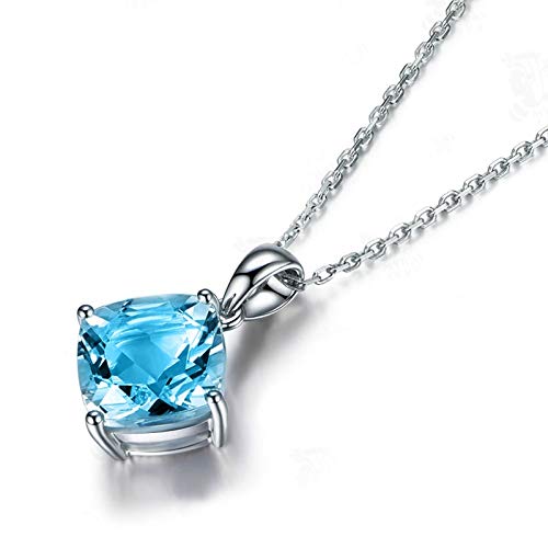 Naszyjnik z niebieskim akwamarynem dla kobiet 925 srebrny naszyjnik kobiety Fine Jewelry Party