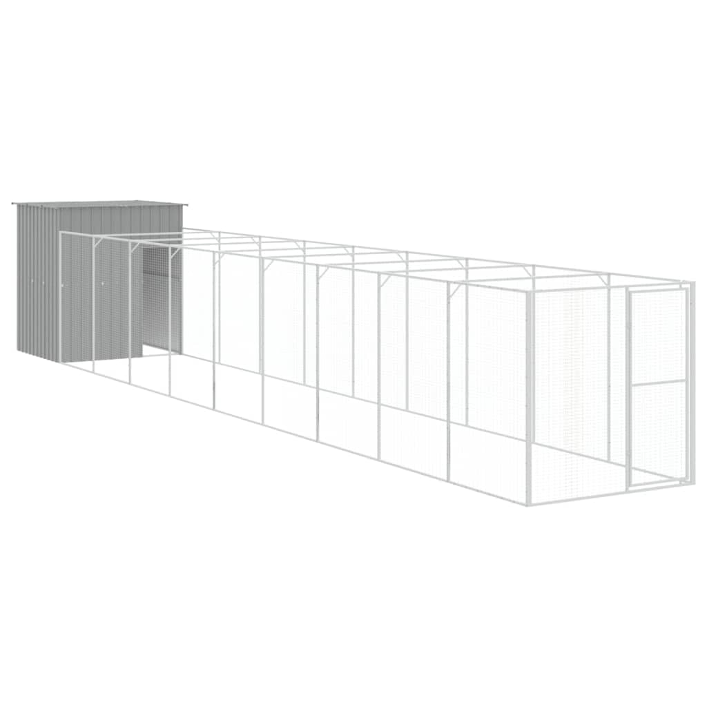 Homgoday Casetta Cani Corsa Grigio Chiaro 165x1067x181cm Aiaio Zincato, Gabbia Cane Gabbia per Cani da Interno Kennel per Cani Gabbie per Cani Recinto per Cani da Esterno