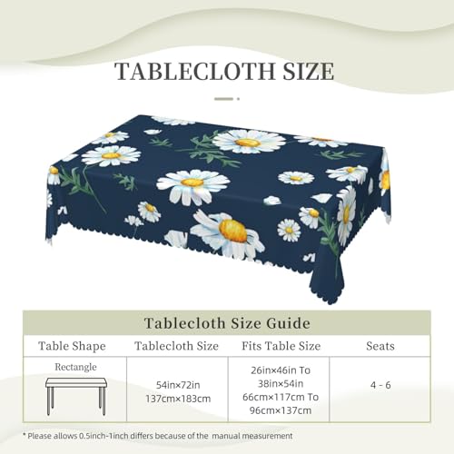 Nappe rectangulaire imprimé marguerite pour protéger la table des taches de repas
