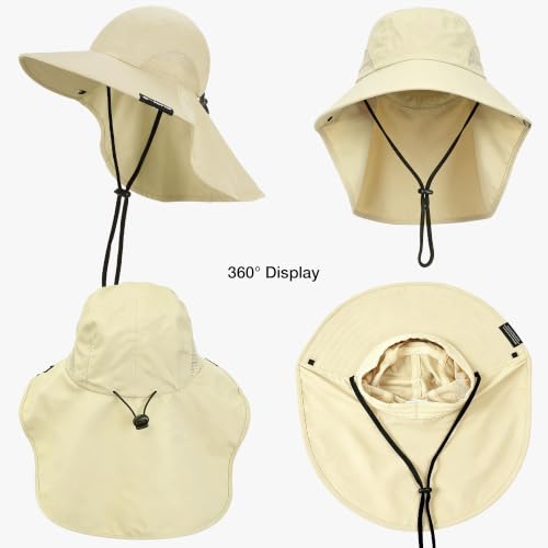 Image of Solaris Sun Hat with Neck Flap, UPF 50 Sun Protection Lightweight Sun Cap for Men Women, Wide Brim Hat for Fishing Hiking