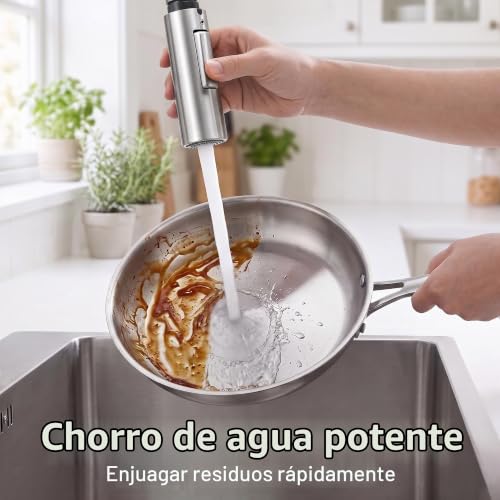 Miniatura 8 de Kes Alcachofa Grifo Cocina Extraible Con 2 Modos Grifo Cocina Recambio Universal Acero Inoxidable Sus304 Ducha Grifo Cocina Acabado Cepillado, Pfs200-Bs
