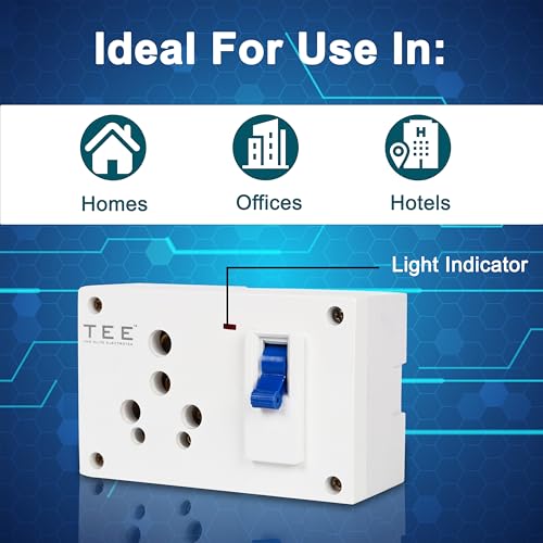 Image of Combined Box 16 Amp with Universal Socket, Master Switch, LED Indicator | MCB Option | 240V Power Utility Box for Home, Office & Appliances | Without Wire, 6 Month Warranty
