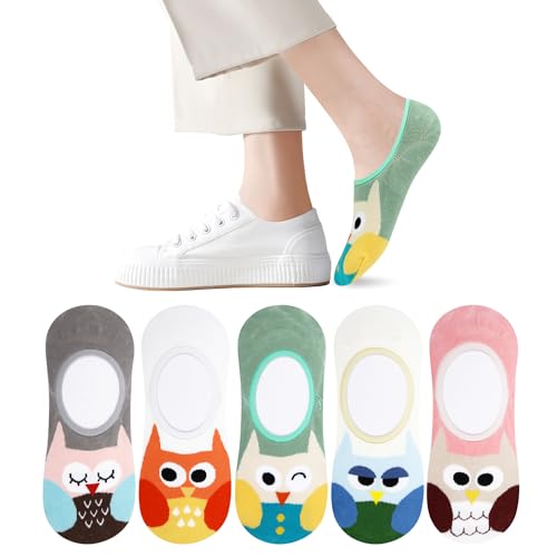 Image of Violet Mist Women No Show Socks Animal Patterned Low Cut Liner Socks Girls | Non Slip Invisible Socks, Novelty Funny Pattern Footies Flat Boat Socks Casual, Summer