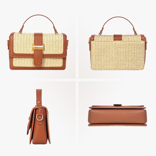 Image of Straw Crossbody Bags for Women Summer Straw Clutch Bag Woven Beach Purse Vacation Handbags | Straw