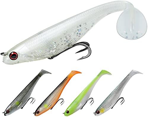 TRUSCEND Einfacher Fang Gummifische mit BKK-Haken, Besondere Vibrierende Schwimm- & zitternde Jigging-Aktion für mehr Bisse, tolle weiche Köder für Barsch, Forelle, Hecht, Zander,