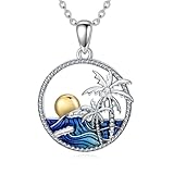 Sonouli Diamond Palm Tree Necklace Lab Grown Diamond Ocean Beach Palm Tree Pendant Necklace Sterling Silver Gift for Women