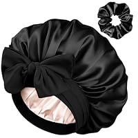 YANIBEST Satin Seide Haube für schlafende Frauen, Double Layer Hair Bonnet mit elastischem Bindeband für lockiges Naturhaar