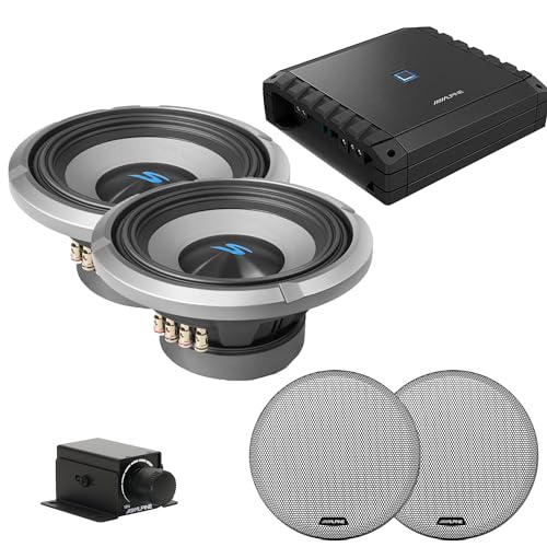 Alpine S2-A60M S-Series Class-D Amp, (2) S2-W10D4 10