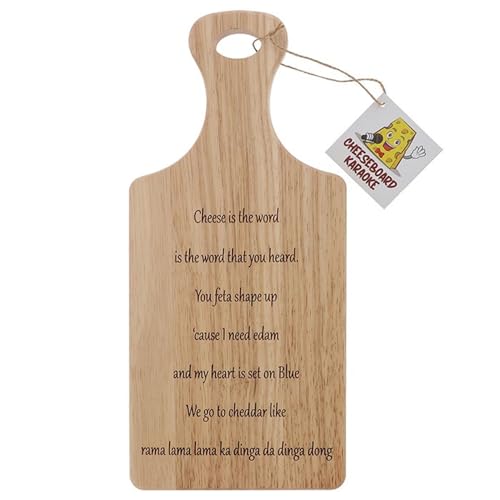 Cheeseboard Karaoke Cheese is The World - Premium Wooden Cheese Board for Display and Serving - Elegant, Durable Wooden Boards