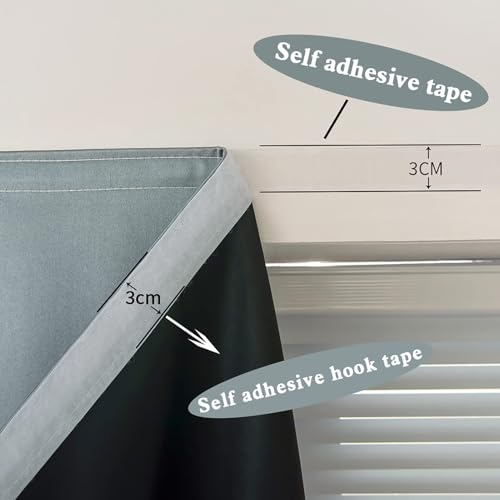 AJAZZ 100% Blackout Self Adhesive Curtains Small Window Short Temporary Black Out Curtains Easy to Install Used for Bedroom Kitchen Window Cover (Silver Grey, 35" W x 54" L 1 Panel) by AJAZZ - Image 3