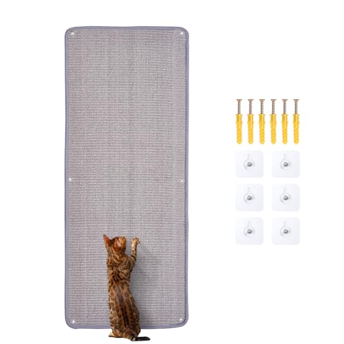 Novelfun 1 Stück Grau Sisal Kratzmatte 40x100CM Kratzschutz für Wand Sofa