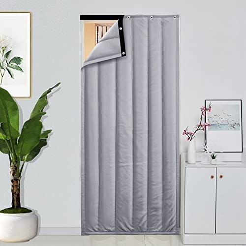 Soundproof Thermal Insulated Door Curtain,Winter Thicken Cotton Doorway Windproof Cold Protection Blanket,Blackout Patio Screen Panel,Waterproof Oxford Cloth,for Bedroom Partition,Living Room