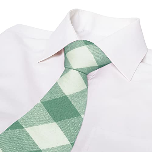Mantieqingway 2.56'' Cotton Ties For Men, Mens Stripe Plaid Neckties For Business College Wedding Birthday/Valentine's Gift (02 Green Plaid) #TOP1