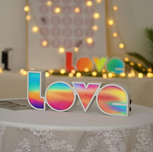 Miniatura 5 de LOVE - Lámpara LED colorida de noche tecnicolor con enchufe USB, lámpara de estado de ánimo para dormitorio de niños y niñas, vibraciones tranquilas