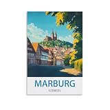 WGMDOEE Vintage-Reiseposter Marburg Deutschland, 40 x 60 