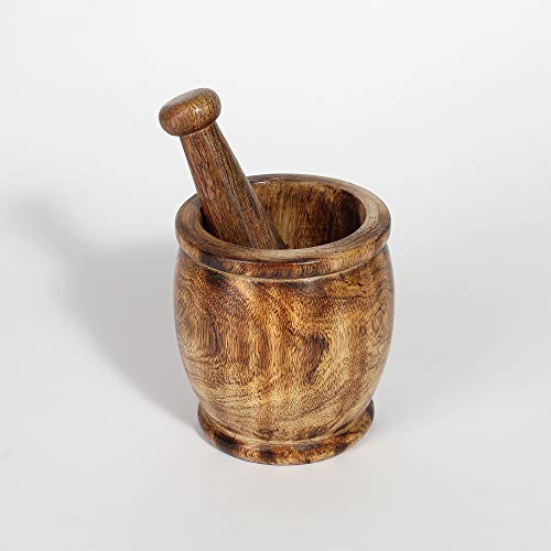 Rusticity® Mortar And Pestle | Wood Mortar And Pestle Set | Mango Wood | Handmade | 5.5X5.5X5 In #TOP10