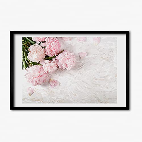 Cadre en bois moderne 60x40 cm et affiche florale aux finitions soignées