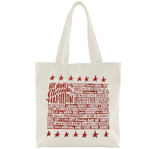 Hatsvop Musical Movie Quotes Tote Bag Hamiltons Merch Canvas Tote Bag Aesthetic for Women Musical Inspire Shoulder Bag Musical Lover Gift Style 1