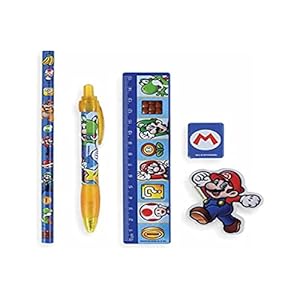 Super Mario Stationery Set (Classic Mario Design) 1.6 x 8.5 x 22cm – Official Merchandise