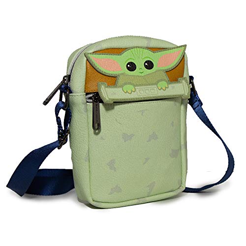 Star Wars Bag, Cross Body, The Mandalorian, The Child, Baby Yoda Peeking, Vegan Leather 8.0" X 6.5" #TOP1