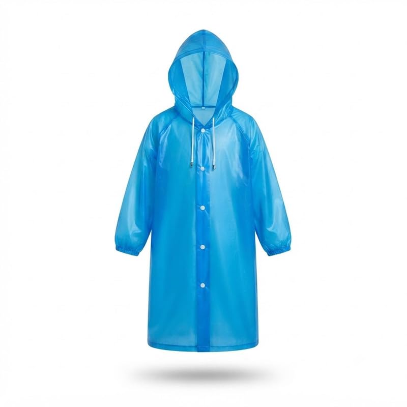 elevea 𝟏 𝐘𝐞𝐚𝐫 𝐖𝐚𝐫𝐫𝐚𝐧𝐭𝐲 Children's Hooded Waterproof Raincoat, Long Reusable Rain Jacket with Drawstring Hood & Snap Button Closure for School, Camping-picture-25