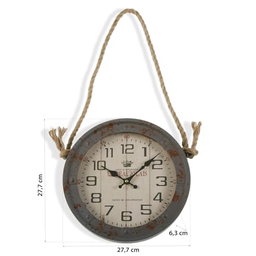 Versa Lamiako Reloj de Pared Decorativo para la Cocina, el Salón, el Comedor o la Habitación, Medidas (Al x L x An) 27,7 x 6,3 x 27,7 cm, Metal y Cristal, Color Gris y Beige - imagen 5