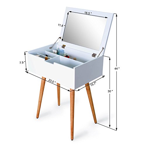 Organizedlife Wooden Vanity Dressing Table With Divided Storage Space And Large Mirror #TOP7