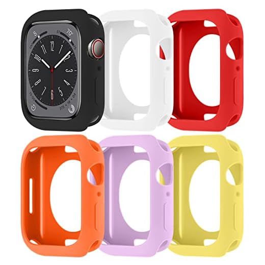 SOLOLUP 6 Pack Case for Apple Watch 45mm, Silicone Bumper Frame Hollowed Cover for iWatch Series 8/7 Accessories (NO Screen Protector), Black/White/Red/Orange/Purple/Yellow