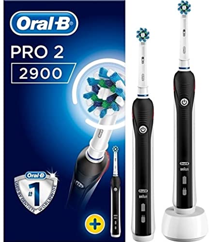Oral-B PRO 2 2900 Elektrische Zahnbürste/Electric Toothbrush, Doppelpack mit 2 Aufsteckbürsten, mit 2 Putzmodi und visueller Andruckkontrolle für Zahnpflege, Geschenk für Sie/Ihn, schwarz