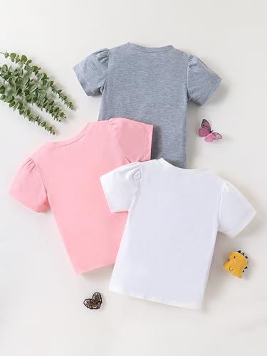 Girls Short-Sleeve T-Shirts Butterfly Dinosaur Mushroom Cute Tops Pack of 33