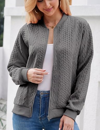 Image of Larmliss Women's Zip Up Cardigan Sweater Hoodies Long Sleeve Jacket Crewneck Casual Outerwear Spring Fall Trendy Coat Outfits