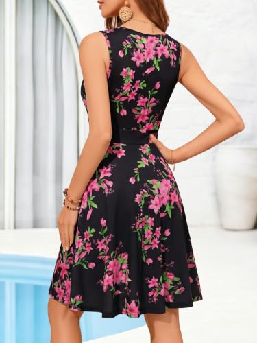 Image of GUBERRY Womens Wrap V Neck Sleeveless Sundress Summer Flare Tank Dress with Pockets