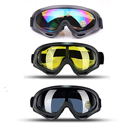 JTENG 3pcs Gafas de esquí, Gafas de protección, Gafas de Motocross, Gafas Deportivas, Gafas de Nieve, Gafas de Deportes de Invierno, Gafas Cortavientos, protección contra el Polvo, Gafas de Aviador