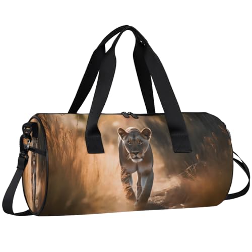 Travel Duffel Bag African Lion Sports Gym Bag for Womens Mens, Waterproof Weekend Overnight Bag Lightweight Carry on Bag for Airplanes Yoga Dance Beach Swim Hospital Holdalls,A-17092