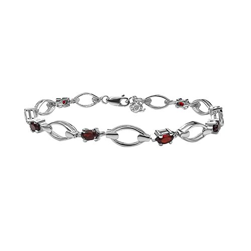 Preisvergleich Produktbild Silvancé - Damen Armband - 925 Silber, rhodiniert - echte Edelsteine: Granat - Länge 19cm - B567G1